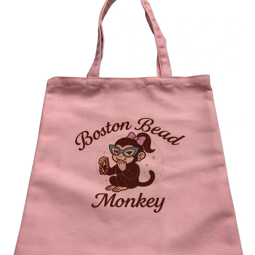 Adorable Heavy Duty Canvas Pink Tote Bag, For your Bead Stash Runs